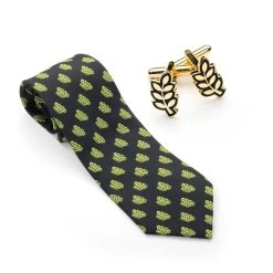 Acacia Leaf Tie & Matching Cufflinks