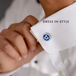 Blue Detailed Masonic Cufflink & Tieslide Set -Masonic Collection detailed blue lifestyle