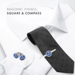Blue Detailed Masonic Cufflink & Tieslide Set -Masonic Collection detailed blue lifestyle 2