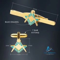 Masonic Square & Compass Cufflinks & Tieslide Set 20 Masonic Square & Compass Cufflinks & Tieslide Set -Masonic Collection dimensions copy 3 3