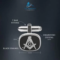 Black Masonic Cufflinks With G -Masonic Collection dimensions copy 4