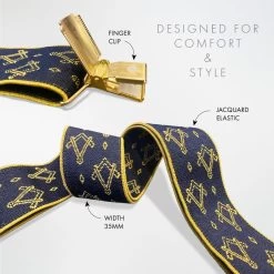 Freemasons Masonic Sq & Compass Braces (Gold & Blue) 13 Freemasons Masonic Sq & Compass Braces (Gold & Blue) -Masonic Collection features 2 blue gold