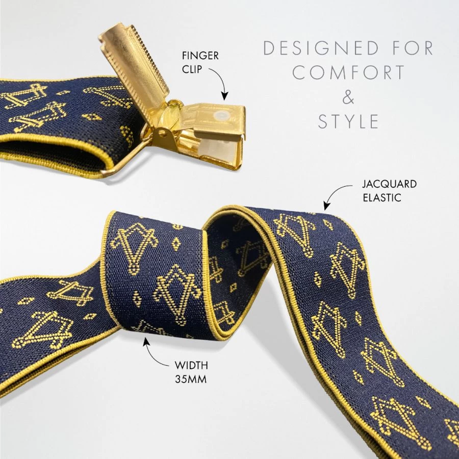 Freemasons Masonic Sq & Compass Braces (Gold & Blue) 7 Freemasons Masonic Sq & Compass Braces (Gold & Blue) - Image 5