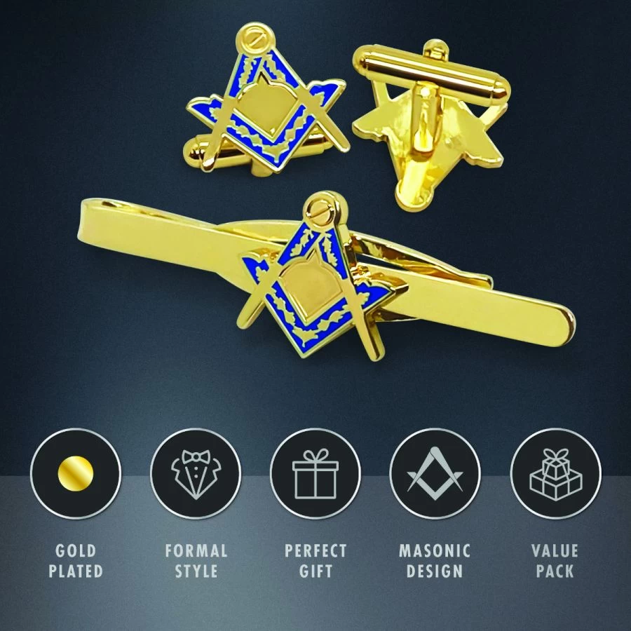 Masonic Square & Compass Cufflinks & Tieslide Set 10 Masonic Square & Compass Cufflinks & Tieslide Set - Image 8