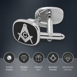 Black Masonic Cufflinks With G -Masonic Collection features 14