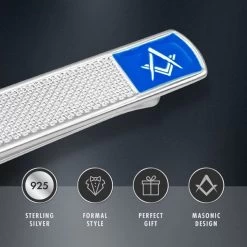 Freemasons Sterling Silver Masonic Tieslide -Masonic Collection features 17