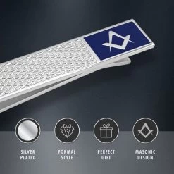 Freemasons Blue & Silver Masonic Tieslide -Masonic Collection features 5