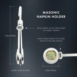 Freemasons Forget Me Knot Napkin Holder / Hook -Masonic Collection fmn dimensions