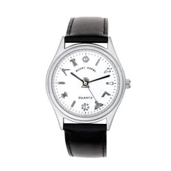 Men's G406 Masonic Silver Plated & White Wrist Watch