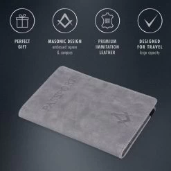Freemasons Travel Passport Holder Wallet 16 Freemasons Travel Passport Holder Wallet -Masonic Collection grey features