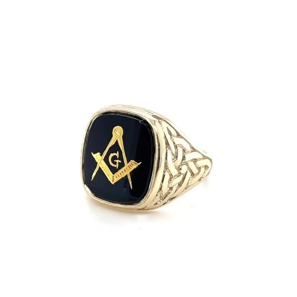 9ct Yellow Gold Large Craft Square & Compass Ring 4 9ct Yellow Gold Large Craft Square & Compass Ring - Image 2