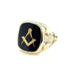 9ct Yellow Gold Large Craft Square & Compass Ring 10 9ct Yellow Gold Large Craft Square & Compass Ring -Masonic Collection gs602