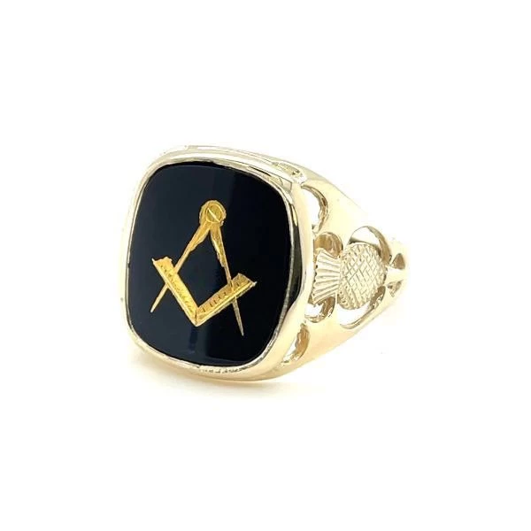9ct Yellow Gold Large Craft Square & Compass Ring 5 9ct Yellow Gold Large Craft Square & Compass Ring - Image 3