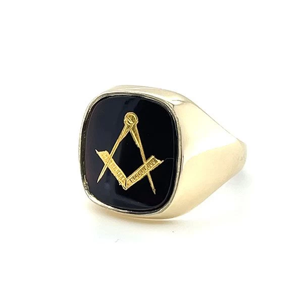 9ct Yellow Gold Large Craft Square & Compass Ring 7 9ct Yellow Gold Large Craft Square & Compass Ring - Image 5
