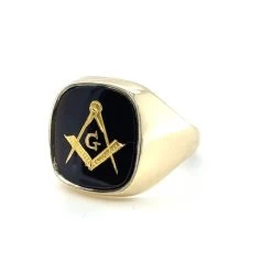 9ct Yellow Gold Large Craft Square & Compass Ring 13 9ct Yellow Gold Large Craft Square & Compass Ring -Masonic Collection gs603