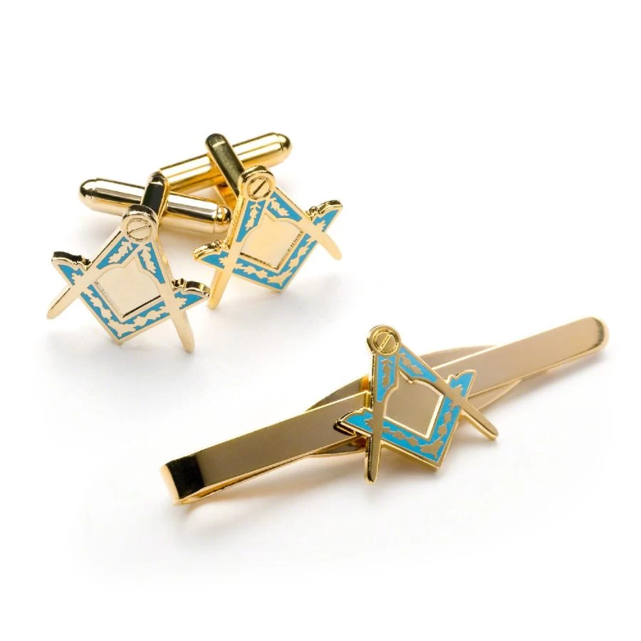 Masonic Square & Compass Cufflinks & Tieslide Set 3 Masonic Square & Compass Cufflinks & Tieslide Set