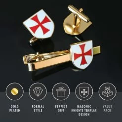 Masonic Knights Templar Cufflink & Tieslide Set -Masonic Collection kt features 1