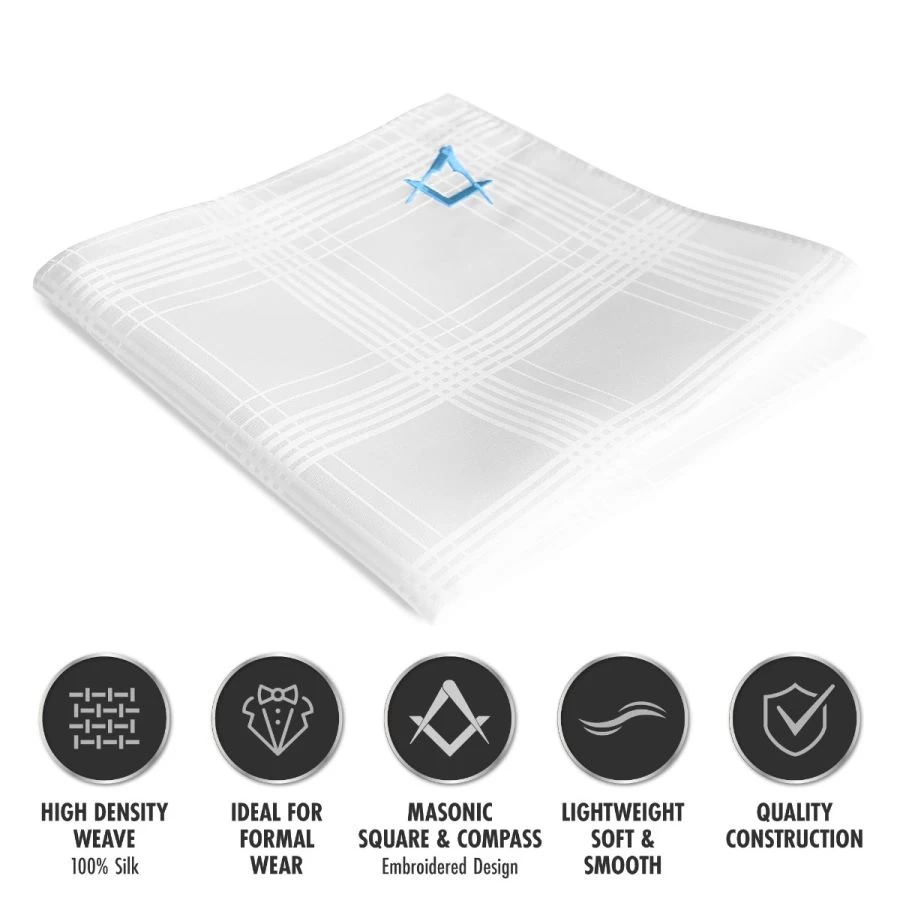 Freemasons White Craft 100% Silk Pocket Square / Handkerchief 6 Freemasons White Craft 100% Silk Pocket Square / Handkerchief - Image 4
