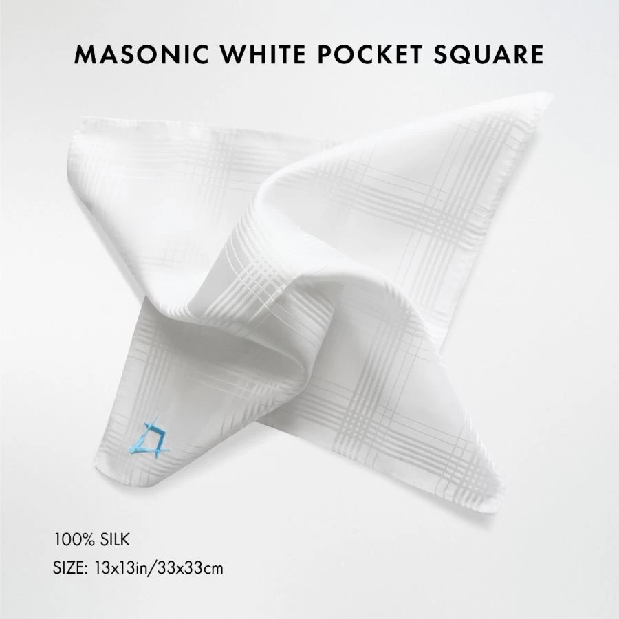 Freemasons White Craft 100% Silk Pocket Square / Handkerchief 10 Freemasons White Craft 100% Silk Pocket Square / Handkerchief - Image 8