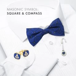 Blue Masonic Cufflinks With G -Masonic Collection lifestyle on shirt 2