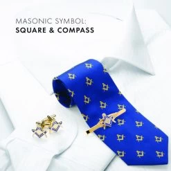 Masonic Square & Compass Cufflinks & Tieslide Set 25 Masonic Square & Compass Cufflinks & Tieslide Set -Masonic Collection lifestyle1 1