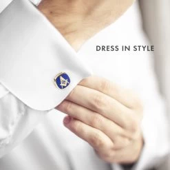 Blue Masonic Cufflinks With G -Masonic Collection lifestyle 10