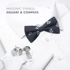 Masonic Onyx Rhodium Plated Cufflinks 11 Masonic Onyx Rhodium Plated Cufflinks -Masonic Collection lifestyle 2 3