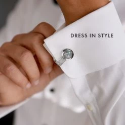 Masonic Onyx Rhodium Plated Cufflinks 15 Masonic Onyx Rhodium Plated Cufflinks -Masonic Collection lifestyle 5