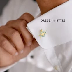 Masonic Square & Compass Cufflinks & Tieslide Set 28 Masonic Square & Compass Cufflinks & Tieslide Set -Masonic Collection lifestyle 8