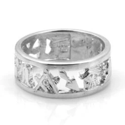 Solid Silver 925 Masonic Wedding Ring -Masonic Collection masonic wed05s