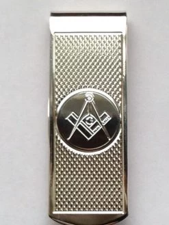Silver Masonic Money Clip With G