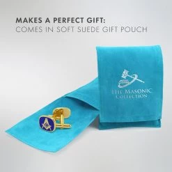 Blue Masonic Cufflinks With G -Masonic Collection pouch 8