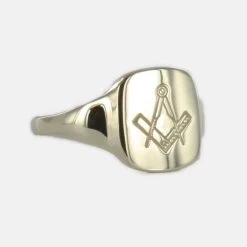 9ct Yellow Gold Square And Compass Masonic Signet Ring