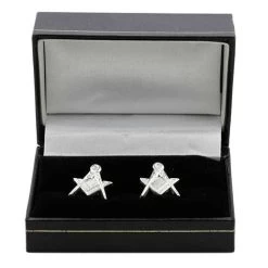 Silver Plated Masonic Cufflinks Depicting The Square & Compass -Masonic Collection scuffs02d 1