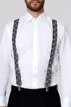 Black & Silver Masonic Braces -Masonic Collection silver braces on man silver fiiting