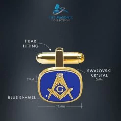 Blue Masonic Cufflinks With G -Masonic Collection size 6
