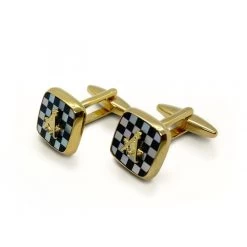 Masonic Onyx & MOP Pavement Design Cufflinks