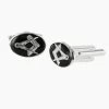 Silver Plated Black Enamel Square And Compass Cufflinks -Masonic Collection tarr3 wht