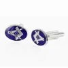 Silver Plated Blue Enamel Square And Compass With G Cufflinks