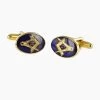 Gold Plated Blue Enamel Square And Compass With G Cufflinks -Masonic Collection tarr6 wht