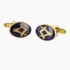 Gold Plated Blue Enamel Square And Compass Cufflinks -Masonic Collection tarr7 wht