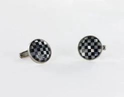 Silver Onyx And Mother Of Pearl Cufflinks