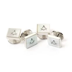 Masonic Mother Of Pearl Dress Shirt Studs - Symbolic Accessories