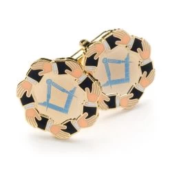 Masonic Touching Hands Around Table Cufflinks