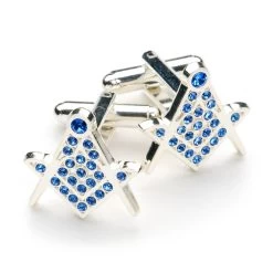 Blue Crystal Masonic Cufflinks - Symbolic Freemason Jewelry